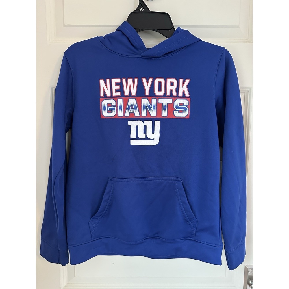 New‎ York Giants Blue NFL Team Apparel Kids Hooded Sweatshirt Size Youth Large